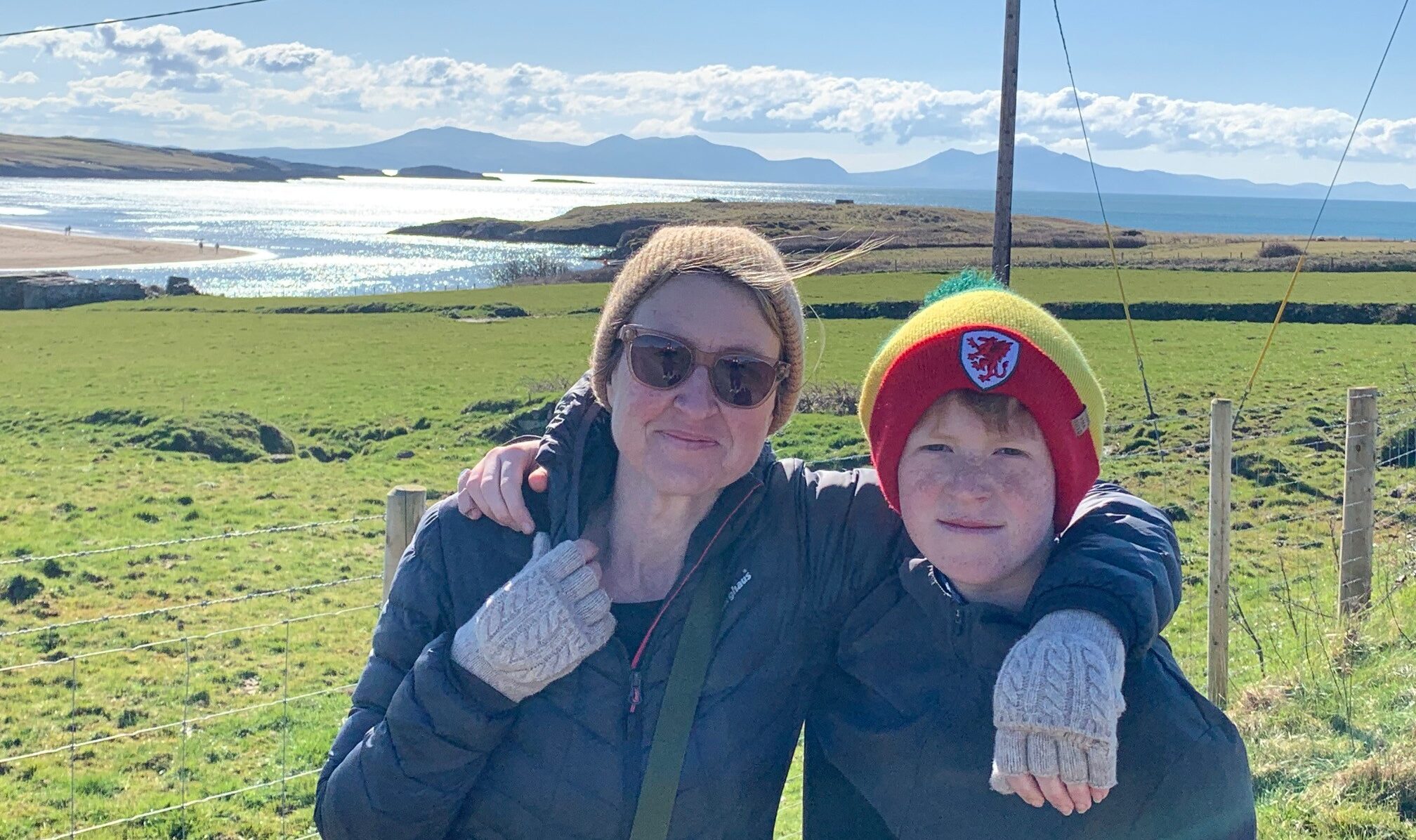 Debbie (left) and her son smilling in the sun